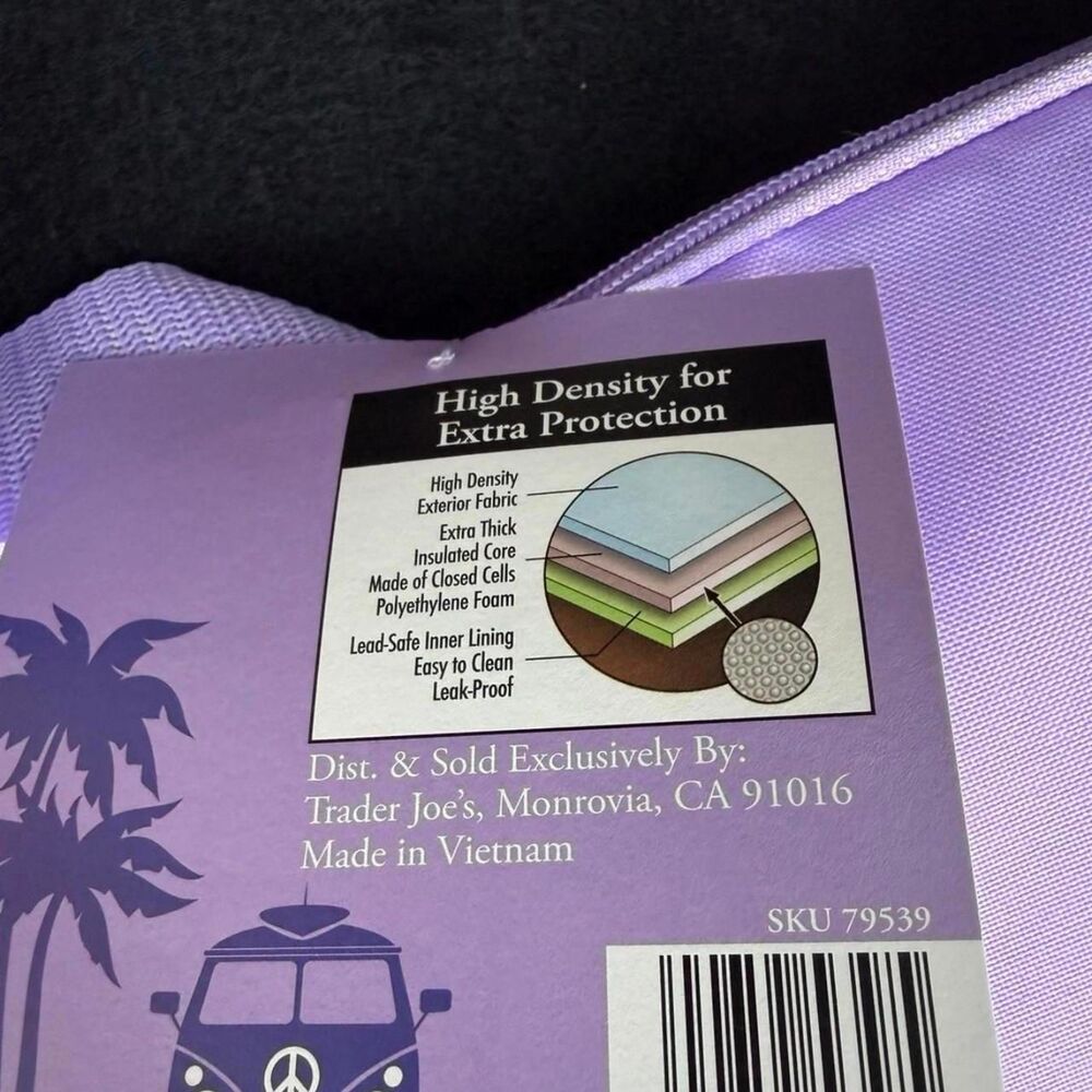 NWT TRADER JOES LAVENDER INSULATED FREEZER BAG XL LIMITED EDITION, FREE GIFT - Picture 4 of 4